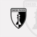 chess and king piece logo vintage vector illustration template icon graphic design.retro sign or symbol for chess tournament or Royalty Free Stock Photo