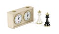 Chess king pieces and analog chess clock