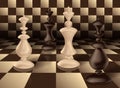 Chess King and Queen 3d render Decorative chess figures white and black king and queen chess board