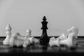 Chess King stand as last winner, victory over the enemies. The winner in business competition. Competitiveness and strategy Royalty Free Stock Photo