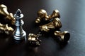 Chess King stand over the enemies. The winner in business competition. Competitiveness and strategy Royalty Free Stock Photo