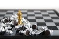 Chess King wins the game on white background. Success, business strategy, victory, win, winner, intellect, tactics, defeat, beat Royalty Free Stock Photo