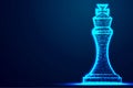 Chess King wireframe Polygon blue frame structure, Business strategy concept design. Abstract low poly, Triangle, dot, line, Royalty Free Stock Photo