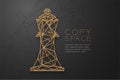 Chess King wireframe Polygon golden frame structure, Business strategy concept design illustration