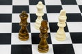 Chess Kings and queens on chessboard Royalty Free Stock Photo