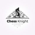 chess knight on chessboard vintage vector design icon logo template Royalty Free Stock Photo