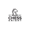 Chess knight logo with monoline design Royalty Free Stock Photo