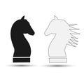 Chess knight. Profile of a black and white horse Royalty Free Stock Photo