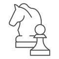 Chess knight thin line icon. Chess horse vector illustration isolated on white. Equine outline style design, designed Royalty Free Stock Photo