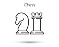 Chess line icon. Board game strategy sign. Knight and rook chess piece symbol. Vector illustration