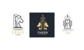 Chess Logo Design Set, Retro Classic Badges, Emblem of Chess Club, Tournament Vector Illustration Royalty Free Stock Photo