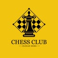 Chess logo. Minimal vector logo design. Isolated on a yellow background.