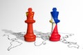 Chess made from China and Philippine flags on a world map Royalty Free Stock Photo