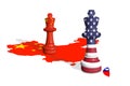 Chess made from China and United States of America flags Royalty Free Stock Photo