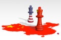 Chess made from China and USA flags Royalty Free Stock Photo