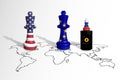 Chess made from USA, EU, and Russia flags Royalty Free Stock Photo