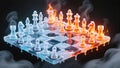 Chess match of fire and ice creating a surreal competition of elements Royalty Free Stock Photo