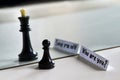 Chess in mirror image, concept search opportunities, self-development, improvement Royalty Free Stock Photo
