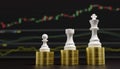 Chess with money investment ,financial market, emulation and planning concept, 3D