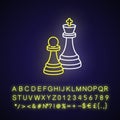 Chess neon light icon