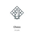 Chess outline vector icon. Thin line black chess icon, flat vector simple element illustration from editable arcade concept