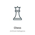Chess outline vector icon. Thin line black chess icon, flat vector simple element illustration from editable artificial