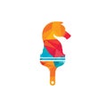 Chess paint vector logo design template. Chess horse with paint brush icon design. Royalty Free Stock Photo