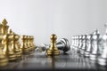 Chess pawn or chessman wins the game on white background. Success, business strategy, tactics, win, victory, winner, intellect,