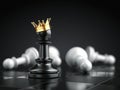 Chess pawn with crown on chess board game. Success strategy startup busines concept