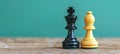 Chess pawn and king banner symbolizing challenge, critical decisions, and strategic moves