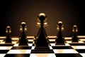 Chess Pawn Leader. confidence and leadership concept. made by 5 pawns and one courageous ambition pawn  bbusiness concept Royalty Free Stock Photo