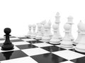 Chess pawn one oustanding single leader strategy courage  - 3d rendering Royalty Free Stock Photo