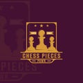 chess and pawn piece logo vintage vector illustration template icon graphic design Royalty Free Stock Photo