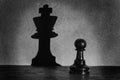 Chess pawn standing in a spotlight that make a shadow actistic Royalty Free Stock Photo