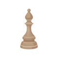 Chess piece bishop elephant in beige color. Wooden figure of strategic board game. Flat vector icon Royalty Free Stock Photo