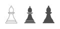 Chess piece bishop, officer. An empty, filled, and composite polygon..Vector icon isolated on a white background Royalty Free Stock Photo