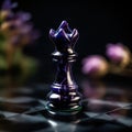 Chess piece with flower shapes, chess piece in purple and black artwork Royalty Free Stock Photo