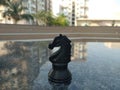 Chess piece horse on the marble.