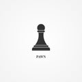 Chess piece icon. Smart board game element. Chess black silhouette