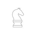 Chess piece knight line icon isolated on white background. Black chess horse flat style Royalty Free Stock Photo