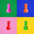 Chess piece pawn in the style of pop art, the concept of sports, business, creativity in people Royalty Free Stock Photo