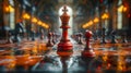 A chess piece standing on a wet chesboard Royalty Free Stock Photo