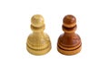 Chess piece, white and dark pawn on a white background Royalty Free Stock Photo