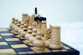 White set of chess pieces on board Royalty Free Stock Photo