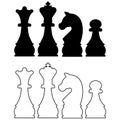 Chess pieces silhouettes.