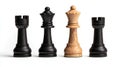 Chess pieces black and wooden isolated on white background Royalty Free Stock Photo