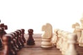 Chess pieces on board. Battle on the board. Space for text Royalty Free Stock Photo