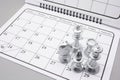 Chess Pieces on Calendar Royalty Free Stock Photo