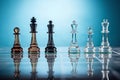 Chess pieces on a chessboard, business concept of leadership and success