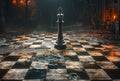 Chess pieces on chessboard on dark background. The concept of board games strategy planning decision-making Royalty Free Stock Photo